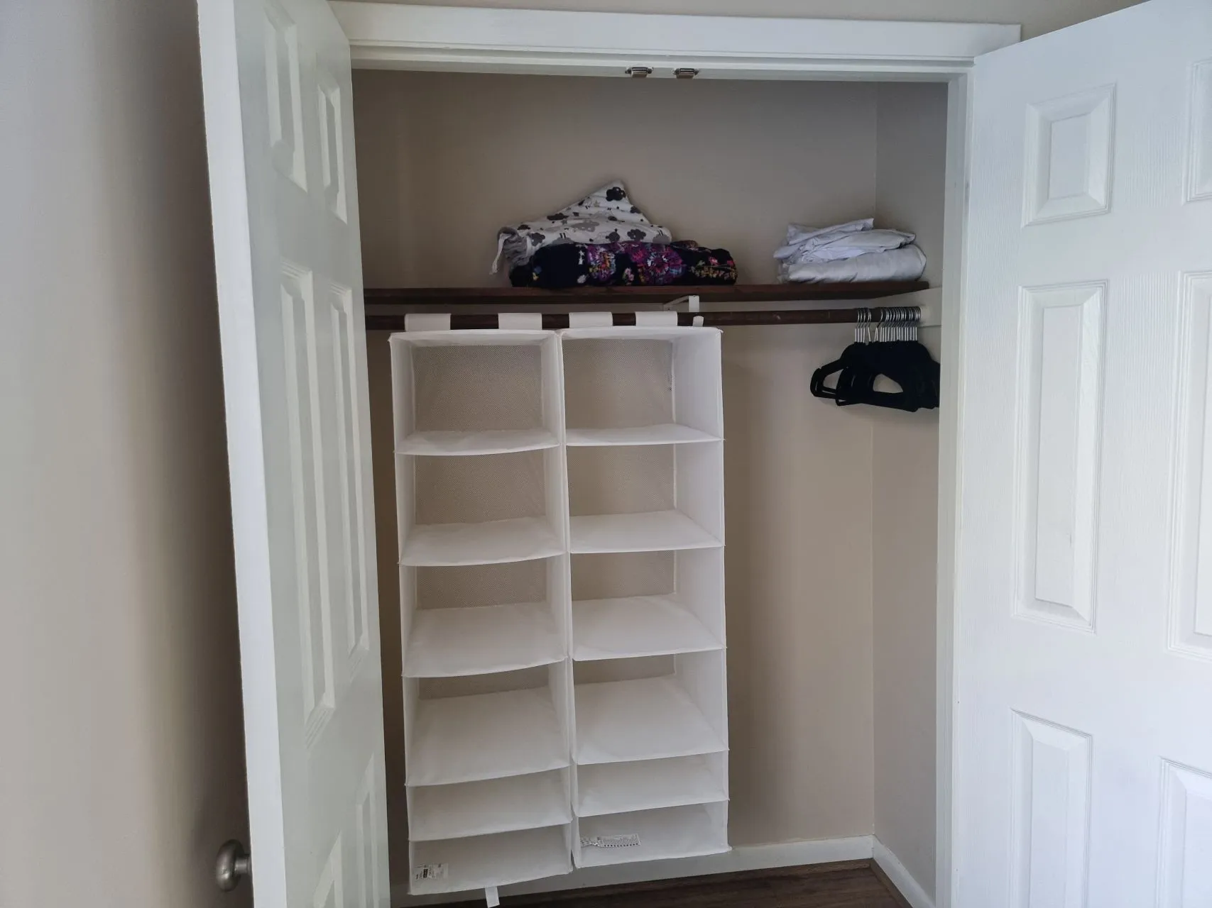 Guest bedroom closet with organizer