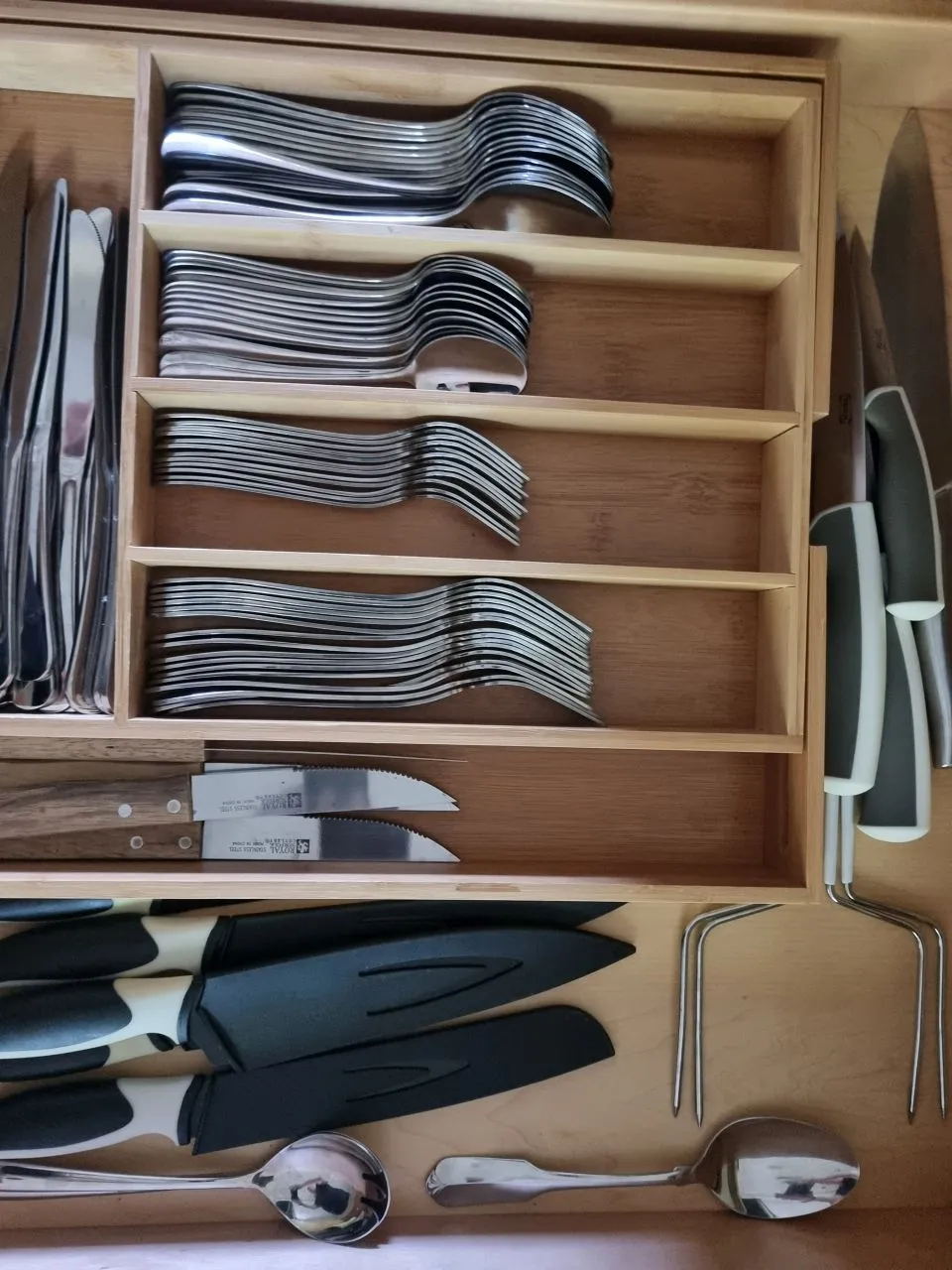 Organized silverware drawer