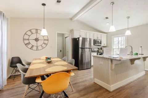 Open-concept kitchen and dining area
